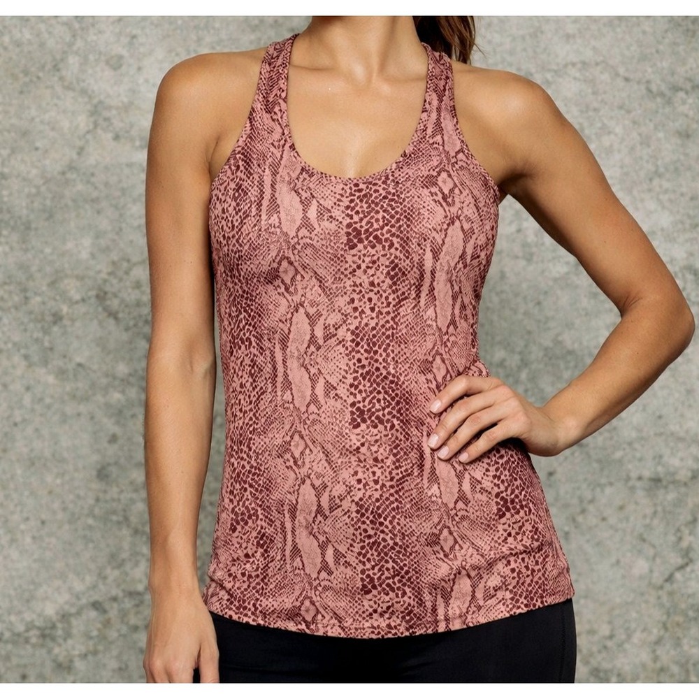 Lululemon Cool Racerback Snake Skin Print Tank Top Womens 6 Mauve Pink